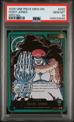 2025 One Piece EB02 Anime 25th EN Special #020 Hody Jones PSA 10 GEM MINT POP 17 - Image 1