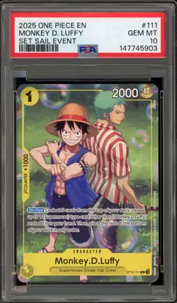 One Piece CCG Monkey.D.Luffy Set Sail Event OP10-111 PSA 10 Gem Mint - Image 1