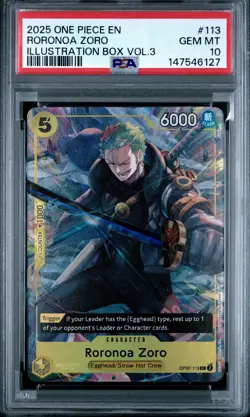 Roronoa Zoro Illustration Box Vol. 3 OP07-113 One Piece Promo PSA 10 - Image 1