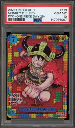 One Piece CCG Monkey.D.Luffy OP Day '25 Japanese P-110 PSA 10 Gem Mint - Image 1