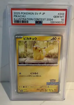 2025 Pikachu PSA 10 Gem Mint SV-P JP #242 2024 Illustration Contest Pokemon - Image 1