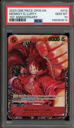 One Piece CCG Monkey.D.Luffy 1st Anniversary ST01-012 PSA 10 Gem Mint - Image 1