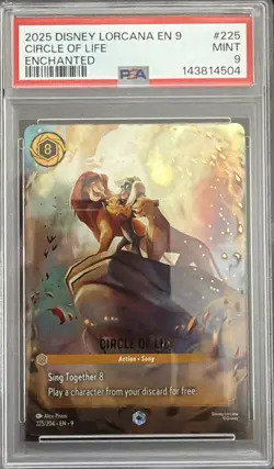 2025 DISNEY LORCANA EN 9-FABLED ENCHANTED #225 CIRCLE OF LIFE PSA 10 - Image 1