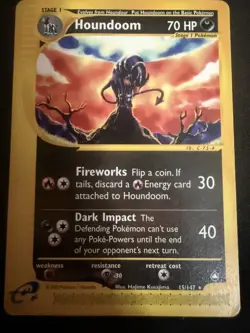 Houndoom Non-holo Pokemon Card *LP Condition* - Aquapolis E-Reader 2002 #15/147 - Image 1