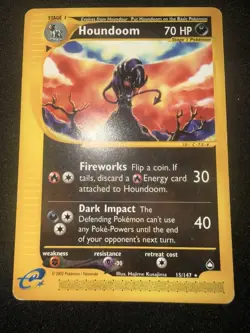 Houndoom Non-holo Pokemon Card *LP Condition* - Aquapolis E-Reader 2002 #15/147 - Image 2