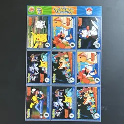 Burger King Pokemon Uncut Promo Card Sheets 1999 Set - 1 Sheets, 9 Cards - Image 2