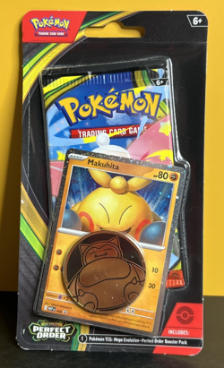 Pokemon Perfect Order Mega Evolution Makuhita Blister Pack w/ Coin & Promo Card - Image 1