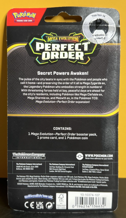 Pokemon Perfect Order Mega Evolution Makuhita Blister Pack w/ Coin & Promo Card - Image 2