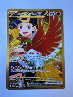 Ethans Ho-Oh EX Full Art Holo Card 239/182 Gold, Destined Rivals Pokemon TCG NM - Image 1