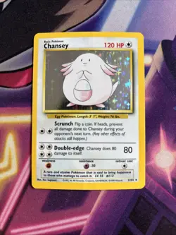 Chansey - 3/102 - Pokemon Base Set Unlimited Holo Rare Card *2 Small Crease* - Image 1