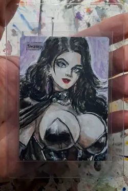 Altered MtG Hand Painted Swamp One Of A Kind Anime - Image 2