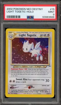 Pokemon Light Togetic Neo Destiny Unlimited Holo Rare #15 PSA 9 Mint - Image 1