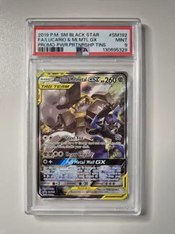 PSA 9 Lucario & Melmetal GX SM192 Pokemon Sun & Moon Black Star Promo MINT - Image 1