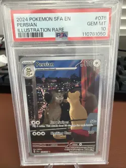 2024 POKEMON SFA EN-SHROUDED FABLE ILLUSTRATION RARE #078 PERSIAN PSA 10 - Image 1