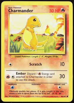 CHARMANDER 46/102 COMMON BASE SET UNLIMITED POKEMON LP - Image 1