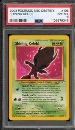 Pokemon Shining Celebi Neo Destiny Unlimited Holo Secret Rare #106 PSA 8 - Image 1