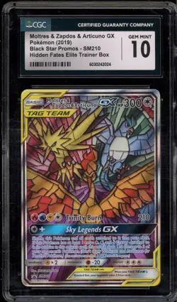 Pokemon Moltres & Zapdos & Articuno GX Hidden Fates ETB FA Promo SM210 CGC 10 - Image 1