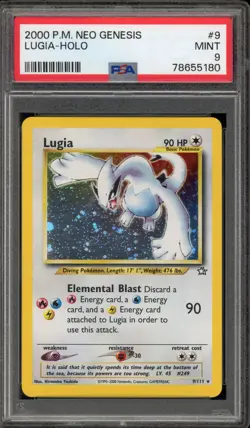 Pokemon Lugia Neo Genesis Unlimited Holo Rare #9 PSA 9 Mint - Image 1