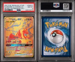 2021 POKEMON SM BLACK STAR PROMO #SM247 FULL ART/RESHIRAM & CHARIZARD GX PSA 8 - Image 2