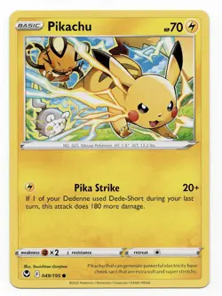 Pikachu 049/195 Silver Tempest Common Regular Card NEAR MINT/MINT - Image 1