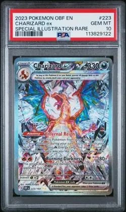 PSA 10 GEM MINT Charizard ex SIR 223/197 Obsidian Flames Pokemon 2023 - Image 1