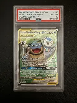 Blastoise & Piplup GX #215/236 - 2019 Pokemon Sun & Moon - Cosmic Eclipse PSA 10 - Image 3