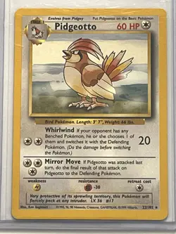 Pidgeotto 22/102 - Base Set - Non-Holo Rare - VINTAGE WOTC POKEMON CARD - Image 1