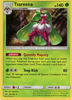 Tsareena 20/149 Sun & Moon Base Holo Rare Pokemon Card LP - Image 1