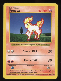 Ponyta 60/102 Shadowless Base Set Common | WOTC 1999 Vintage Pokemon Card - Image 4