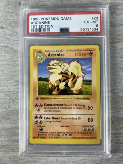1999 1st Edition Arcanine Base Set Shadowless (PSA 6 EX-MT) 23/102 Pokemon Card. - Image 1