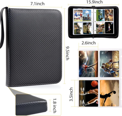Trading Card Binder, 400 Pockets Card Binder Sleeves with Zipper, Double Sided P - Image 2