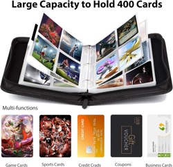 Trading Card Binder, 400 Pockets Card Binder Sleeves with Zipper, Double Sided P - Image 3