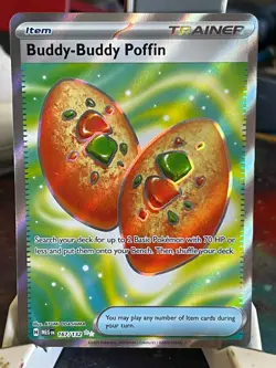 POKEMON BUDDY-BUDDY POFFIN 167/132 ULTRA RARE MEGA EVOLUTIONS NM CARD - Image 1
