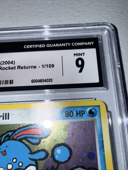 Azumarill 1/109 Team Rocket Returns Holo Vintage Card 2004 Graded 9 CGC - Image 2