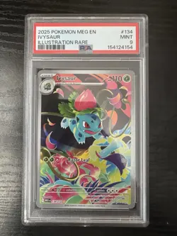 Ivysaur Mega Evolution Illustration Rare Pokemon Card 134/132 Ivysaur PSA 9 - Image 1