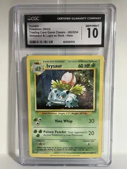 Pokemon CGC Gem Mint 10 Ivysaur 002/034 Trading Card Game Classic Holo - Image 1