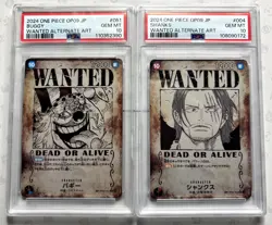 Buggy OP09-051 & Shanks OP09-004 PSA 10 SP Wanted Poster OnePiece Card 2Pcs - Image 1