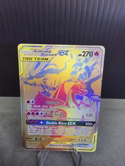 Reshiram & Charizard GX SM247 Full Art Black Star Promo Pokemon TCG Card LP/MP - Image 2