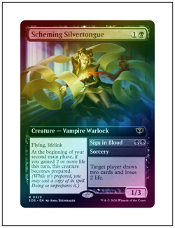 1x Scheming Silvertongue, Secrets of Strixhaven, Extended Art Foil, Magic MTG NM - Image 1