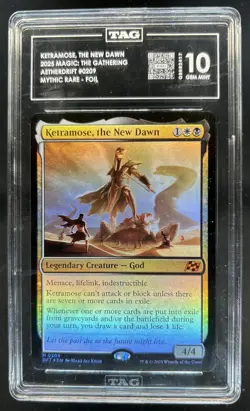 2025 Magic MTG Aetherdrift Ketramose New Dawn Foil Rare #0209 TAG 10 - Image 1