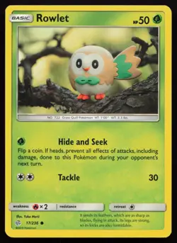 Rowlet 17/236 Common Cosmic Eclipse Pokemon Lightly Played - Image 1
