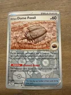 ANTIQUE DOME FOSSIL 152/165 COMMON 151 POKEMON REVERSE HOLO LP - Image 1