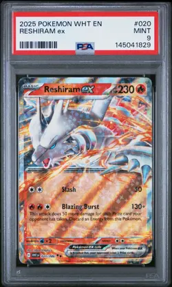 2025 POKEMON WHT EN-WHITE FLARE #020 RESHIRAM EX PSA 9 (LOW POP) (FREE S&H) - Image 1