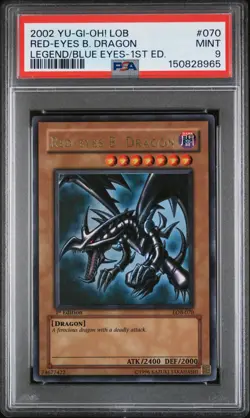 Red-eyes B. Dragon LOB-070 1st Edition Ultra Rare WAVY Yugioh PSA 9 *965 - Image 1