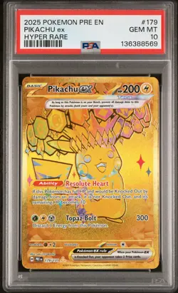 2025 POKEMON PRE EN-PRISMATIC EVOLUTIONS HYPER RARE #179 PIKACHU EX PSA 10 - Image 1