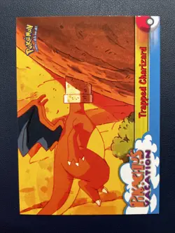 1x Topps Pokemon trapped Charizard #51 Pikachus Vacation Black Logo 1999 LP - Image 1