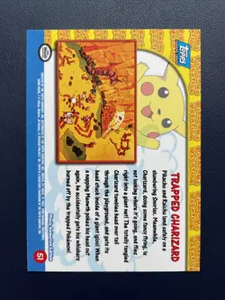 1x Topps Pokemon trapped Charizard #51 Pikachus Vacation Black Logo 1999 LP - Image 2