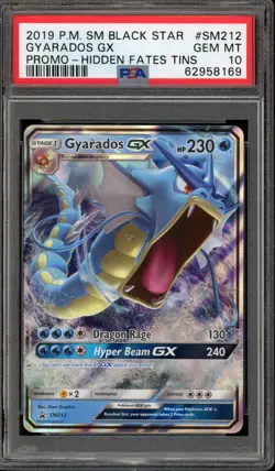 Pokemon Gyarados GX Hidden Fates Tin Black Star Promo SM212 PSA 10 Gem Mint - Image 1