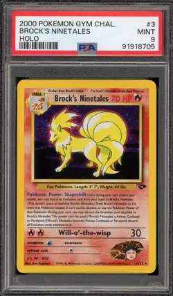 Pokemon Brock's Ninetales Gym Challenge Unlimited Holo Rare #3 PSA 9 Mint - Image 1