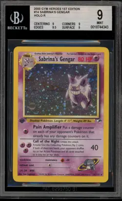 Pokemon Sabrina's Gengar Gym Heroes 1st Edition Holo Rare #14 BGS 9 Mint - Image 1